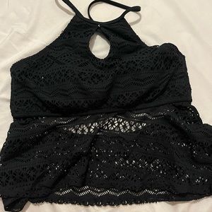 black swim top